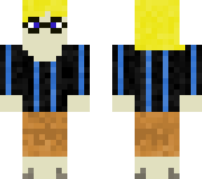 preview for Minecraft Boy with Yellow Hair Black Shirt and Brown Pants