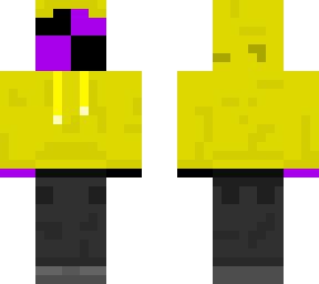 preview for yellow hoodie with hood on with black pants and an untextured block for a head